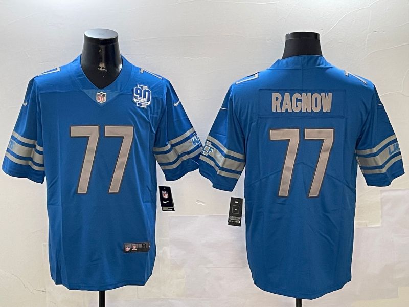 Men Detroit Lions #77 Ragnow Blue Second generation 2024 Nike Limited NFL Jersey style 3